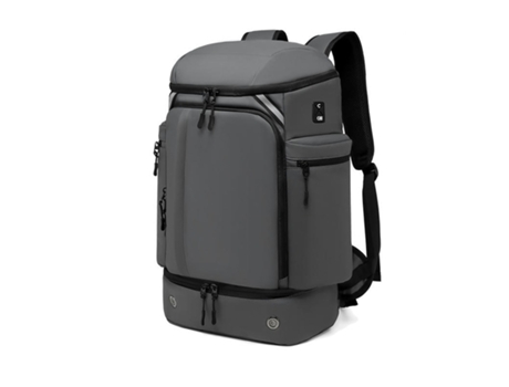 Mochila De Viaje Mochila Impermeable Para Computadora Portátil De Negocios Con Zapato Separado Mochila Para Exteriores-Negro Gris