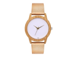 Reloj De Cuarzo Redondo Con Cinturón De Malla Para Mujer Y Niña Moda Simple Oro Rosa