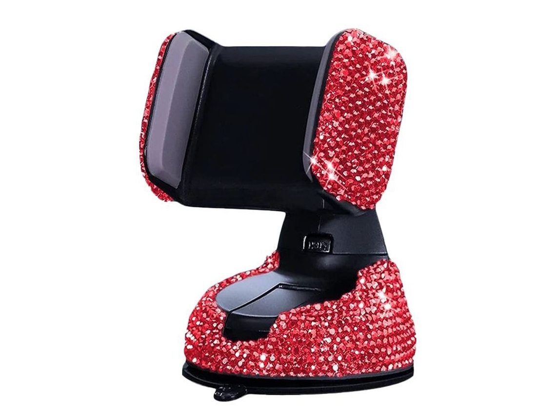 2026-soporte De Teléfono Para Coche Con Piedras Cristal 360° Ajustable Universal Para Teléfonos Móviles Rojo