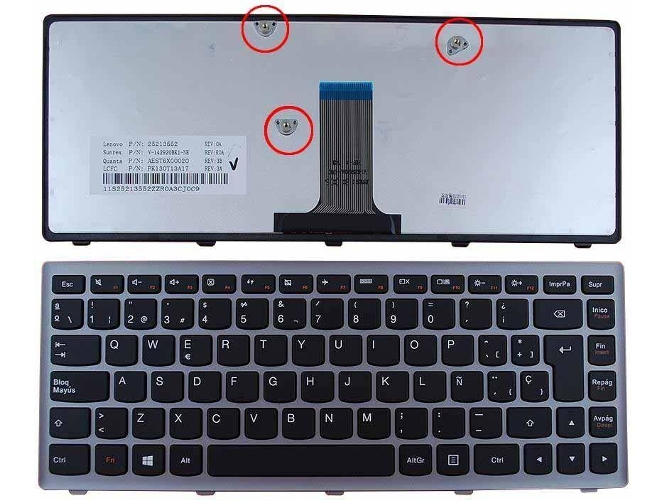 Teclado para Portátil Lenovo Flex 14 G400S Negro con Marco Plata