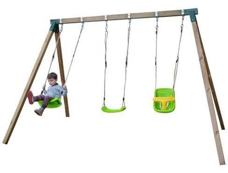 Columpio MASGAMES Con Asiento De Bebé (3.43x1.94x2.21m - Marrón - Edad Mín. Recomendada:3)