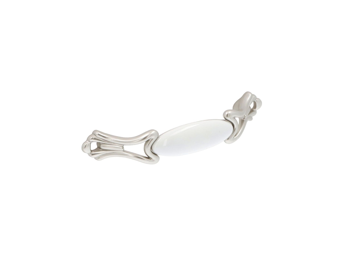 Tirador Para Muebles De Zamac Y Porcelana Distancia Entre Centros 96mm Plateado Lote De 25 Nottingham