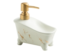 Dispensador De Jabón Líquido Con Soporte Para Esponja, Tarro De Jabón De Cerámica Para Baño (blanco)