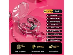 Auriculares Inalámbricos Bluetooth 5.3 (rojos), Con Gancho Para La Oreja Y Pantalla Led.