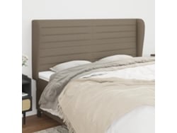 Cabecero Con Orejas De Tela Gris Taupe 183x23x118/128 Cm