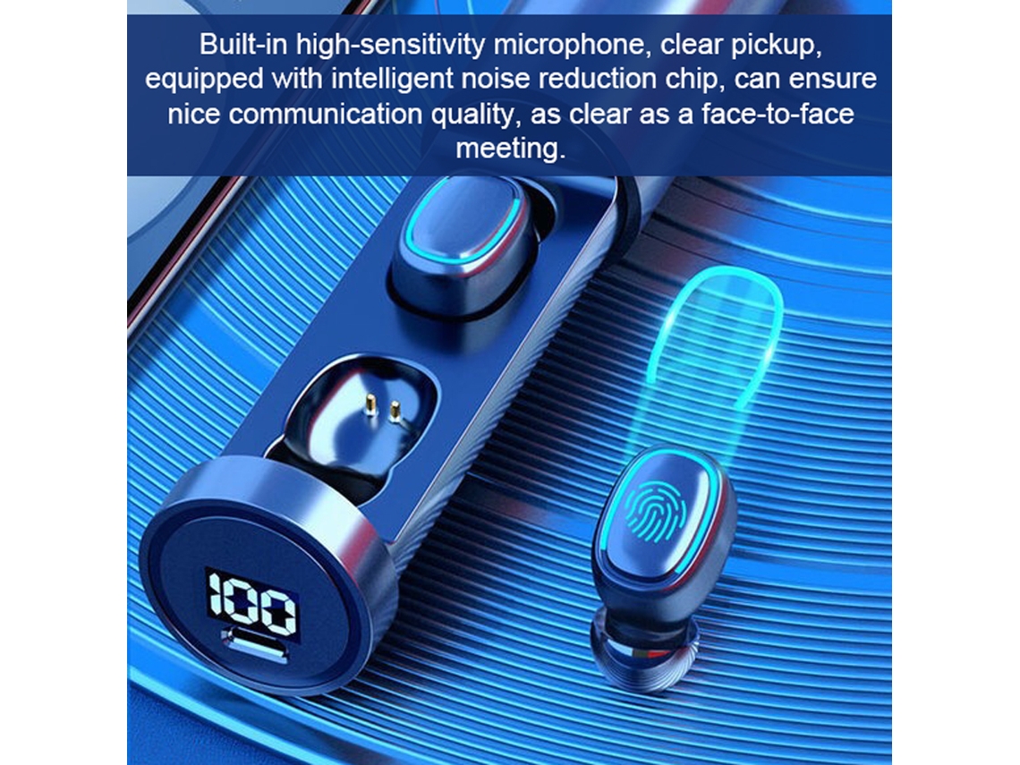 Auriculares Inalámbricos Bt5.2 Con Cancelación De Ruido, Micrófono Y Estuche De Carga Con Pantalla Led Para Deportes Y Videojuegos.