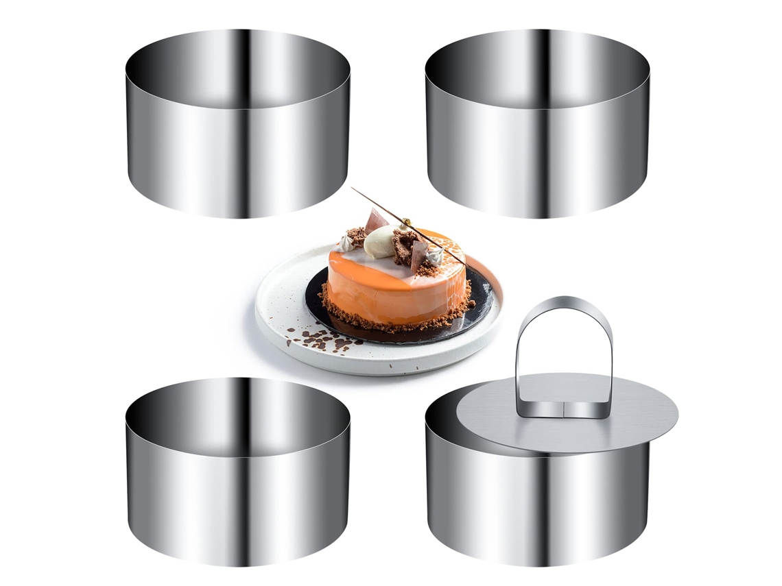 Herramientas profesionales de repostería, aros de postre de acero inoxidable para chefs creativos, superficie antiadherente para facilitar su desmoldado.