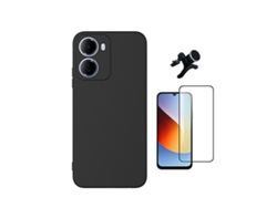 Kit De Película De Cristal Templado De Funda Completa 5d Funda De Silicona Líquida Soporte Coche Magnético Reforzado Phonecare Para Xiaomi Redmi 15a - Negro