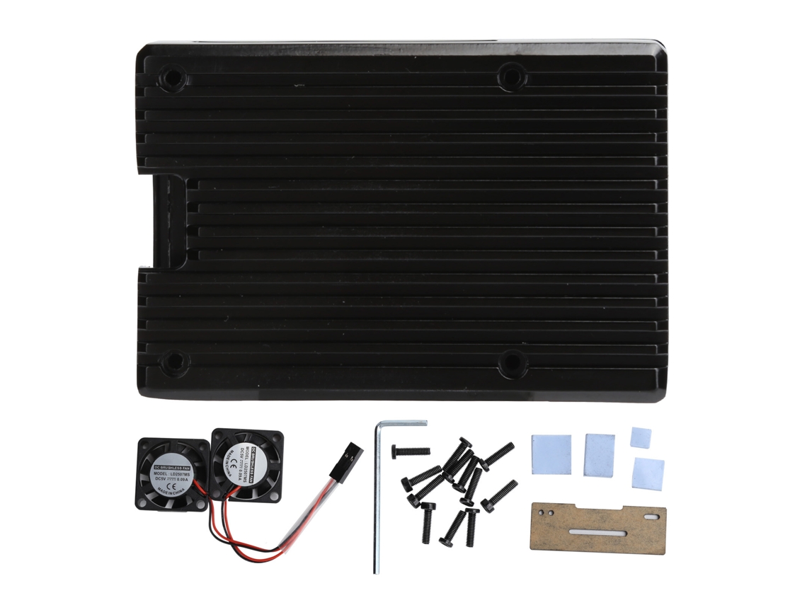Caja De Aleación De Aluminio Con Ventilador Dual Para Refrigeración De Raspberry Pi 4b