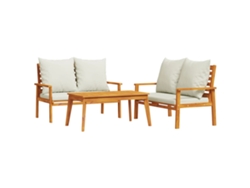 Juego de 3 sillones de jardín con cojines de acacia maciza MAISON EXCLUSIVE