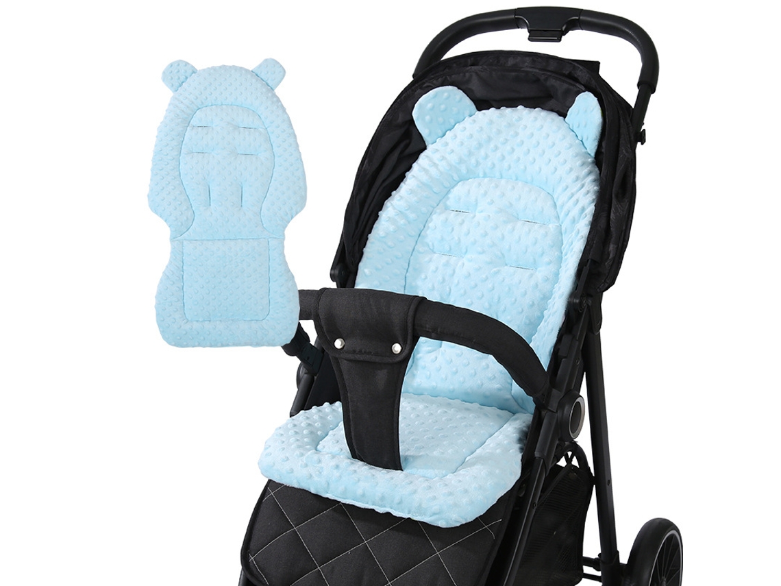 Cojín para cochecito de bebé, suave y de doble cara, apto para todas las estaciones (azul)