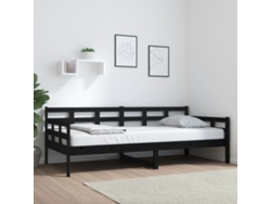 Sofá Cama Sin Colchón Madera Maciza De Pino Negro 90x200 Cm