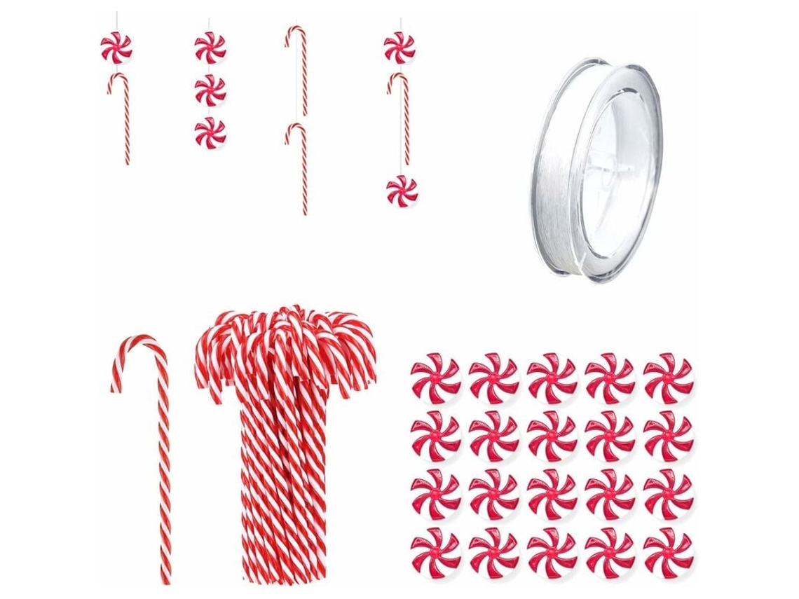 40 bastones de azúcar navideños de plástico RNEMITERY