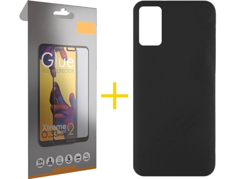 Funda y Protector de Vidrio Full 1x Samsung Galaxy A41 SKYHE Silicona Líquida Negro