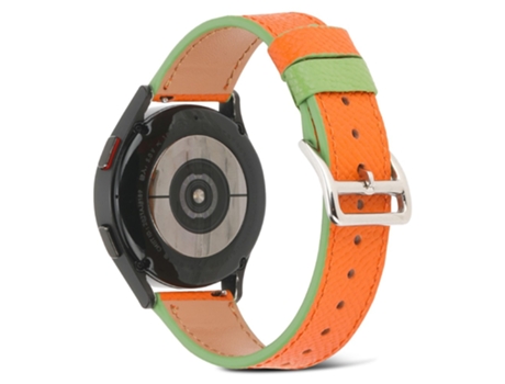 Correa de piel auténtica color de empalme 22mm para Huawei GT 3 46mm/GT 3 Pro 46mm/Samsung Watch3 45mm - anaranjado