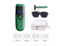 Depiladora de luz pulsada YIZHOOD BM503 999,990 Destellos Pulsos de Luz 8 Niveles Pantalla LCD Gran Alcance de Longitud de Onda Eléctrico para Mujeres verde
