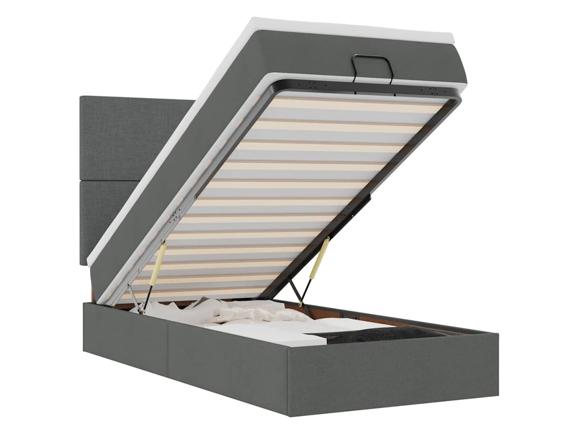 Maison Exclusive - Estructura Cama Otomana Colchón Tela Gris Oscuro 90x190cm