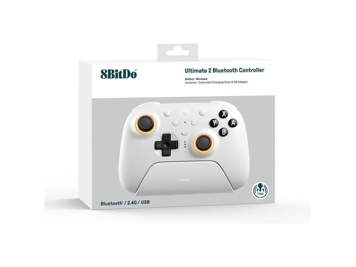Mando Bluetooth 8bitdo Ultimate 2 para Switch 1/2/PC (Windows, edición blanca) Solo para juegos