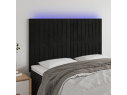 Cabecero Con Luces Led Terciopelo Negro 144x5x118/128 Cm