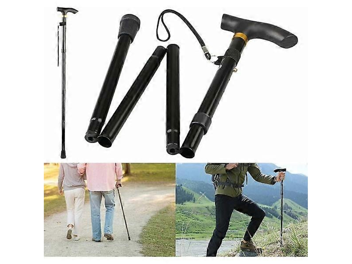Juego de bastones plegables, 4 piezas, ajustables, ligeros, de aluminio, antideslizantes, ideales para senderismo, trekking y viajes. Unisex.