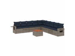 Maison Exclusive - Conjunto De Sofá De Jardín De 10 Piezas Con Cojines, Poliratán Gris