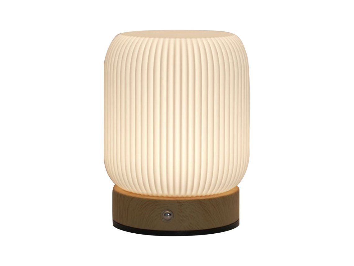 Lâmpada De Mesa De Toque Textura De Madeira Lâmpada Noturna Portátil Com Bateria Interna Para Quarto