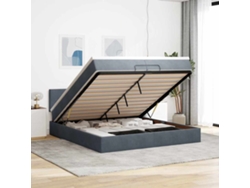 Estructura Cama Otomana Colchones Terciopelo Gris Oscuro