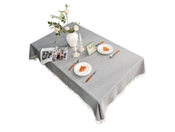 Mantel rectangular decorativo de lino y algodón con protección contra el agua y el aceite, color gris
