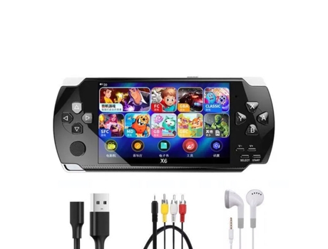 Videoconsola de juegos portátil LKC X6 4.3” 8G con 10000 jugar - Negro