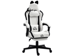 Silla Gaming Ergonómica Con Orejas De Gato, Respaldo Reclinable, 65 X 62 X 124 Cm, Blanca.