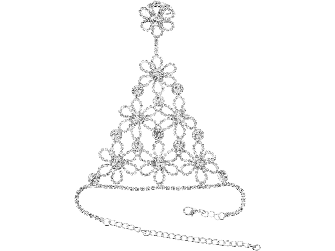 Elegante Pulsera Con Anillo Y Cadena Brillante Para Novia, Accesorio De Mano Fino Y Ligero.
