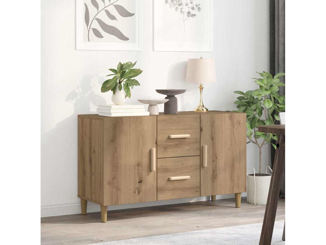 Aparador | Aparador De Comedor | Armario De Cocina De Madera De Ingeniería Roble Artisan 100x36x60 Cm