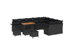 Maison Exclusive - Conjunto De Sofá De Jardín Con Cojín Con Almohada 12 Pcs Negro