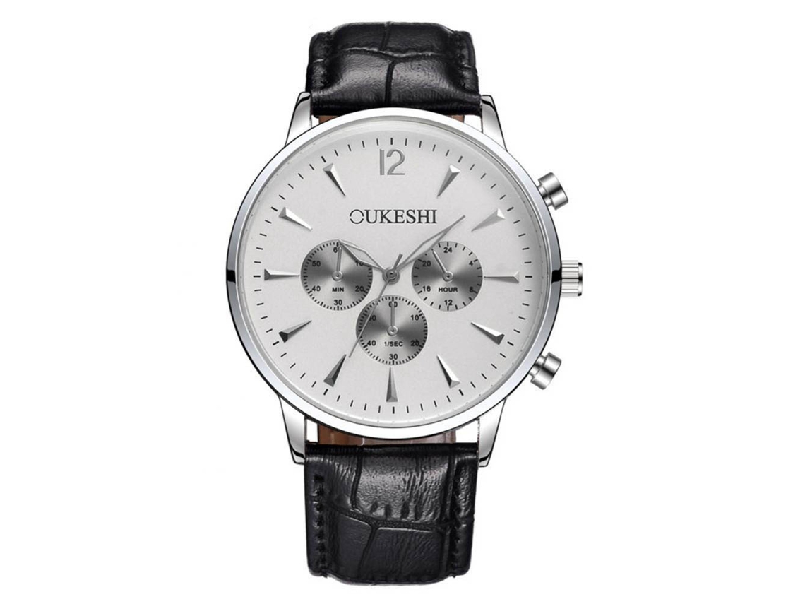 Reloj Hombre Empresarial De Cuero Pu Dial Redondo Movimiento De Cuarzo Analógico