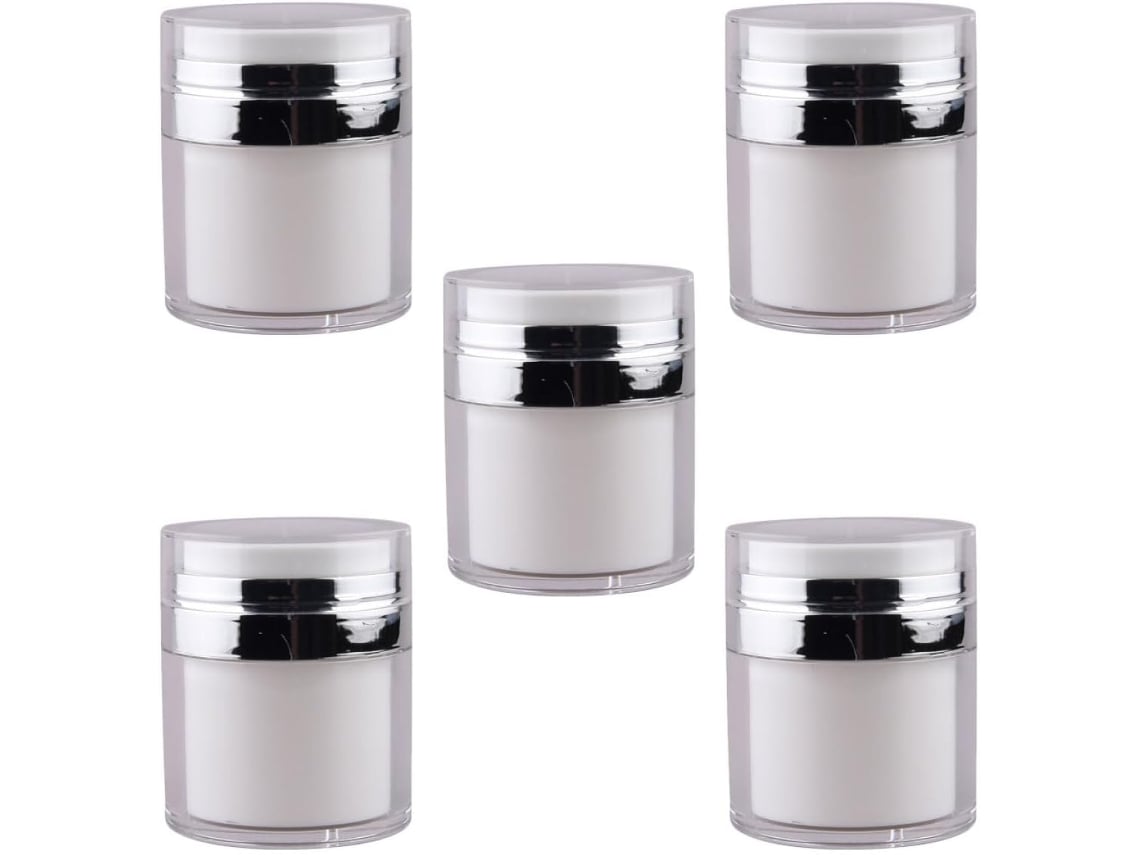 Nuobesty Com 5 Frascos Com Bomba Airless, 30g, Prateados, Pressurizados, Para Loção E Creme.