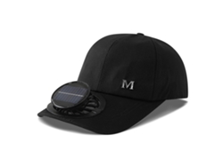 Sombrero Negro Con Energía Solar Y Ventilador.