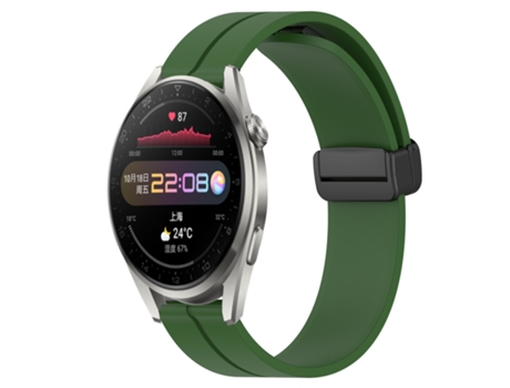 Correa de reloj inteligente para Huawei Watch 3 Pro 22 mm Correa de reloj de silicona con cierre magnético de color sólido (verde militar)