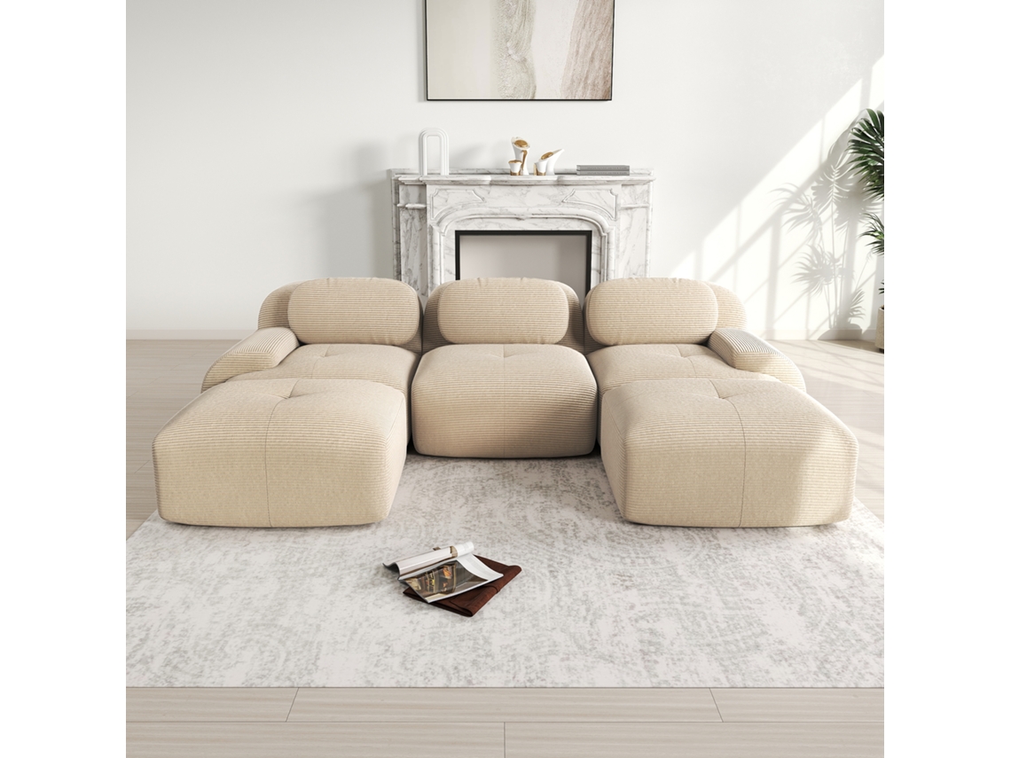 Sofá Modular U - Sin Montaje - Antideslizante, Haustierfreundlich, 32d Con Almohadas Ergonómicas - Beige