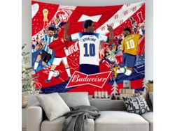 Tapiz Pared Estrellas Fútbol Sterling Neymar Messi Budweiser, Tapiz Decorativo 180x230cm Decoración Salón Fiesta Copa Mundial