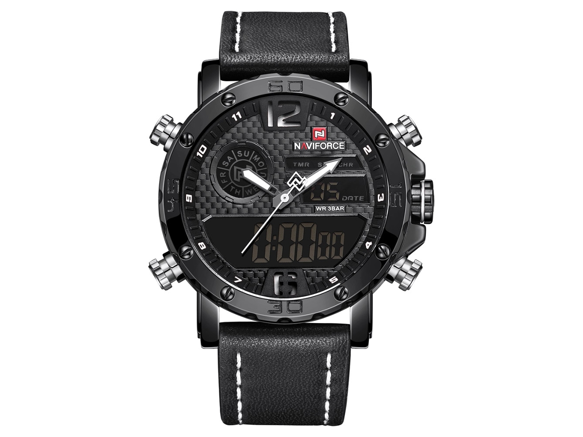 Reloj Electrónico Para Hombre, Resistente Al Agua, Correa De Pu, Moderno, Naviforce