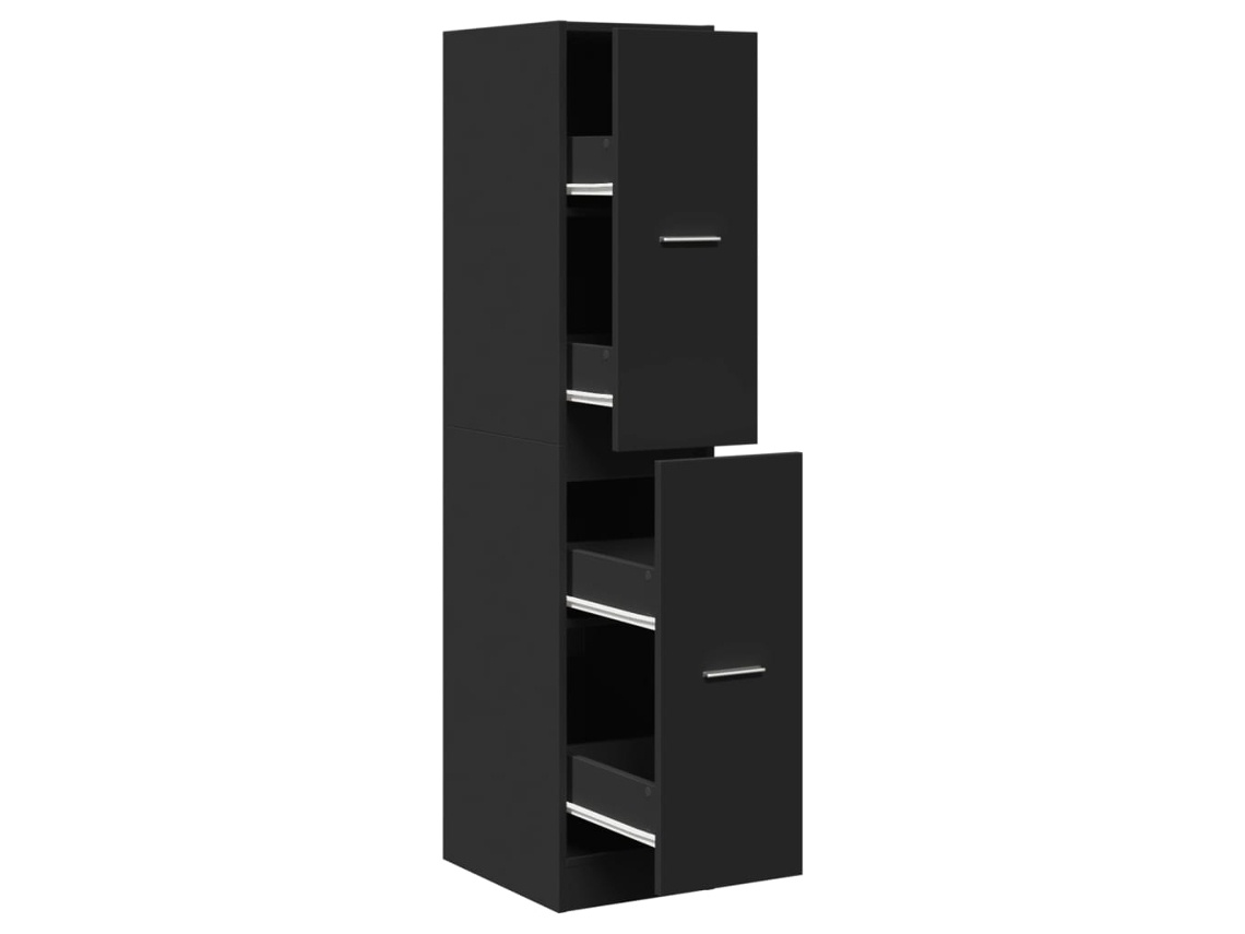 Maison Exclusive - Armario Botiquín Madera De Ingeniería Negro 30x41x144,5 Cm