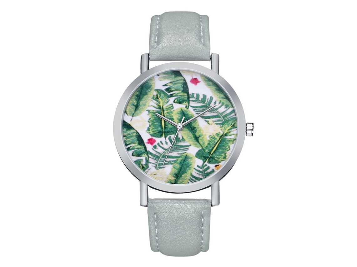 Reloj De Pulsera Pareja De Moda Con Correa De Pu, Dial Redondo, Cuarzo (gris)