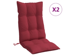 Conjunto 2 Cojines de silla con respaldo alto VIDAXL tela Oxford rojo tinto