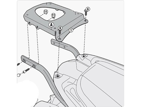 Fixación GIVI Traseira Tronco Monokey Triumph Tiger Sport 1050 Gris