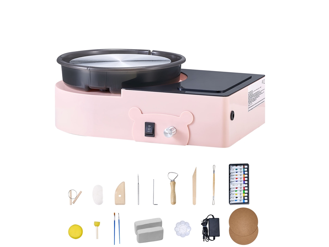 Mini rueda de cerámica Succebuy con plato giratorio de 158 mm para niños y adultos, color rosa