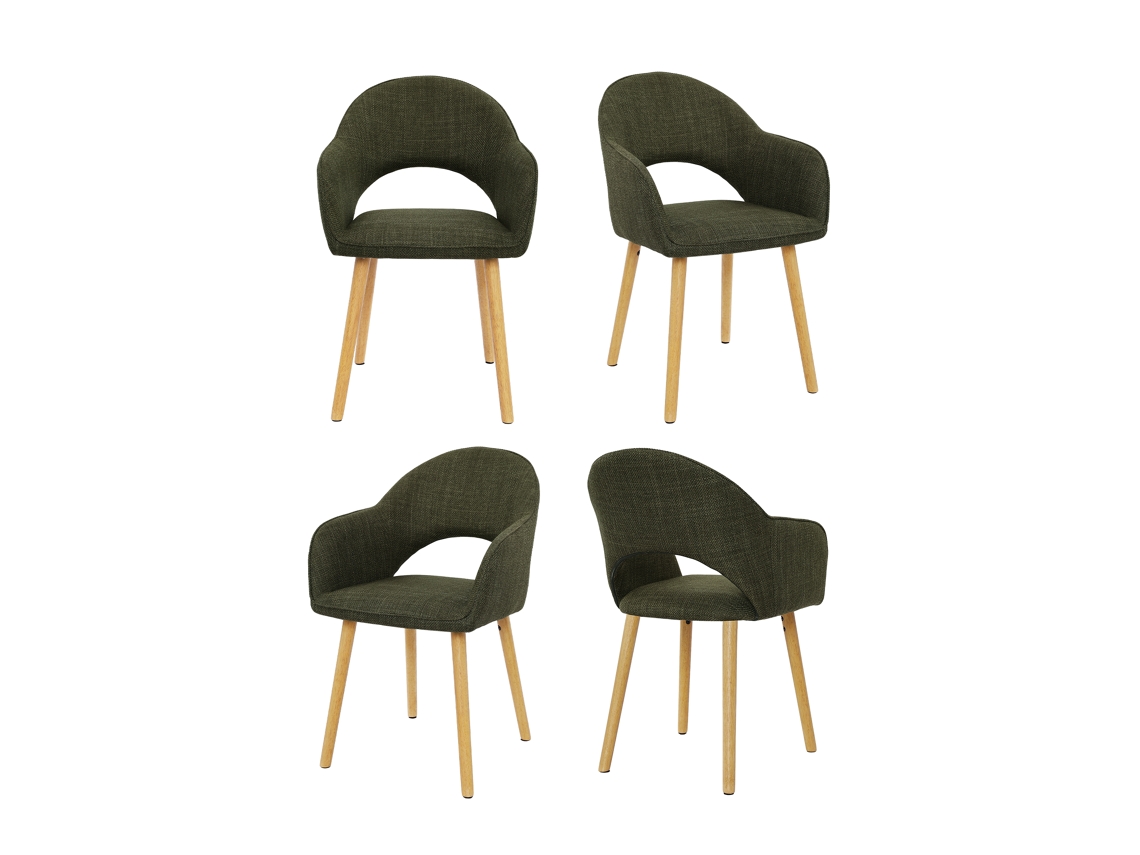 Sillas De Comedor Goeurvant 1316(pack De 4, Verde Oliva, Tela)