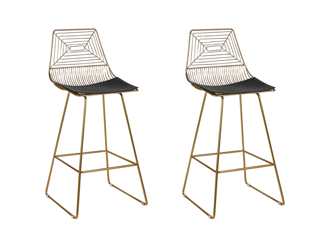Conjunto de 2 cadeiras BELIANI Bisbee de Aço Dourado 50x49x110