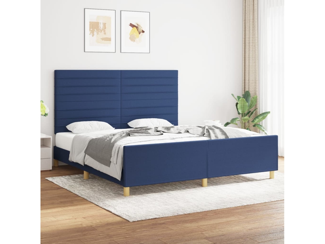 Cama Sin Colchón Tela Azul 180x200 Cm