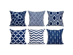 2026-funda Almohada Cuadrada De Lona Duradera 6 Piezas 45x45 Cm Para Sofá Color Azul Marino