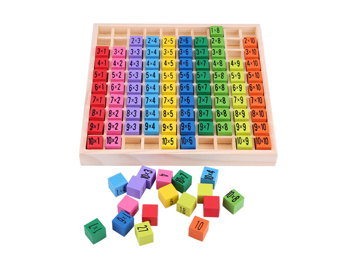 Tabla De Multiplicar De Madera Educativa, Bloques De Rompecabezas 10x10 Para Niños